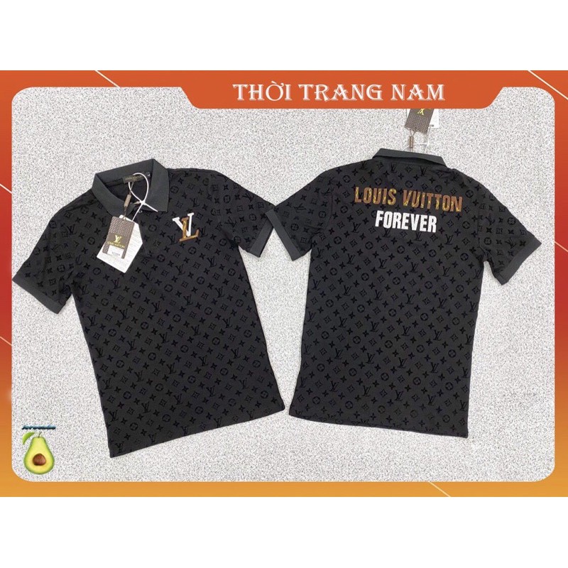 Áo phông polo LV vân nhung thêu , áo phông nam- Bơ Boutique