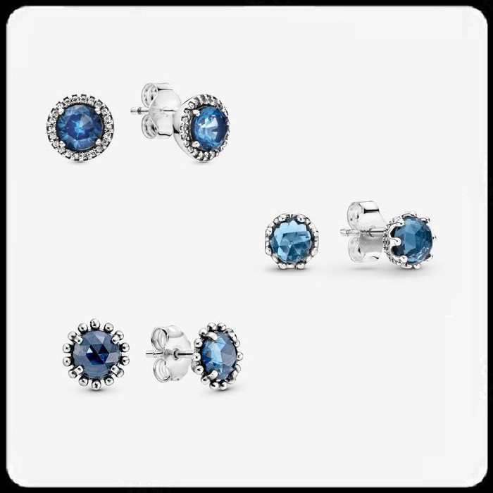 Blue Series Crystals Stud Earrings Sterling Silver