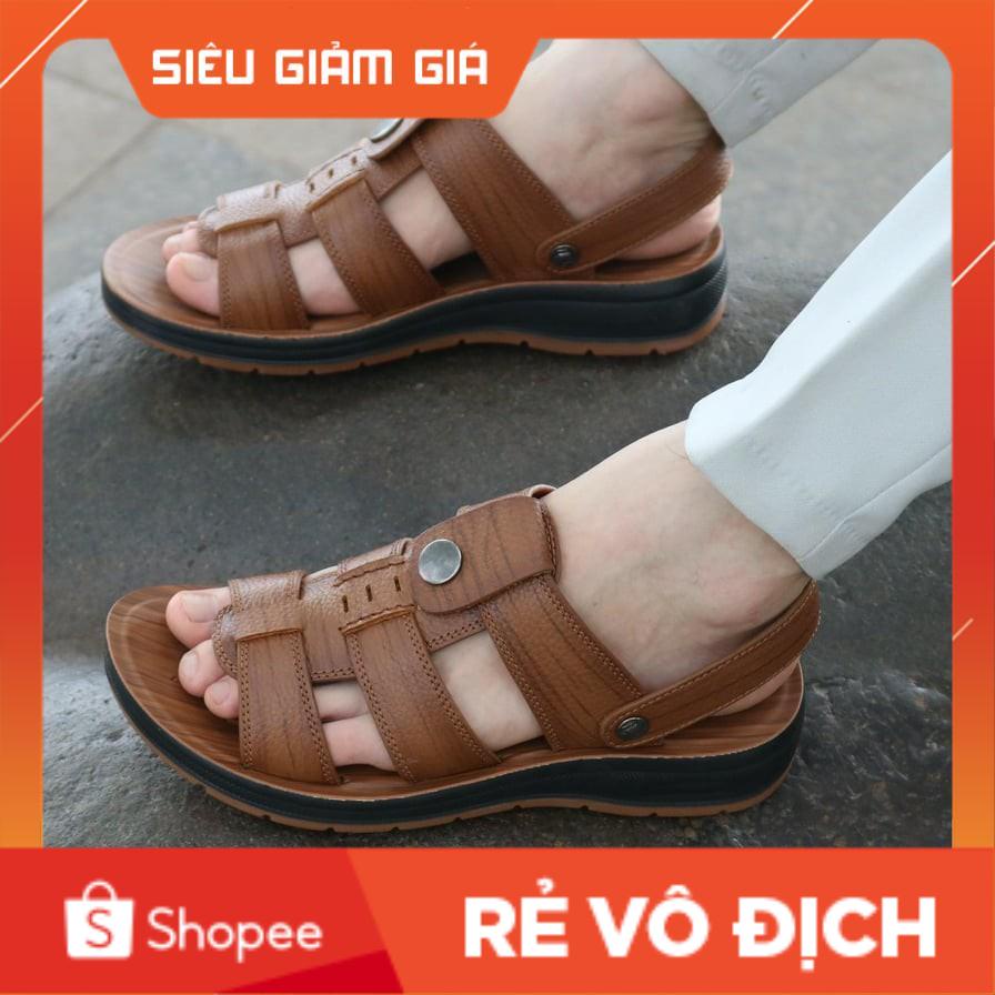 Dép Da Nam DA BÒ NGUYÊN TẤM-Sandal Nam Đế Cao-Tăng Cao 3.5cm-Dép Da Nam 2021 Thoáng Mát-Chất Lượng