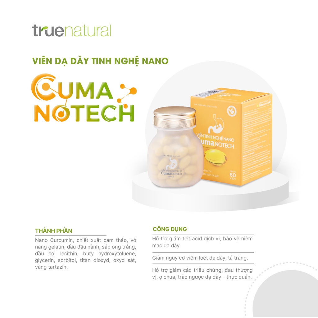 Viên Dạ Dày Tinh Nghệ Nano Cuma Notech - Viên Tinh Nghệ Nano Curcumin Hỗ Trợ Đau Dạ Dày, Đau Thượng Vị, Ợ Chua