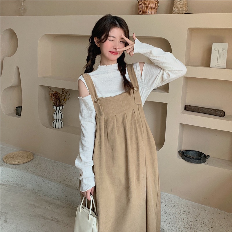 Váy yếm hai dây xòe babydoll điệu đà mùa thu nhẹ nhàng đáng yêu