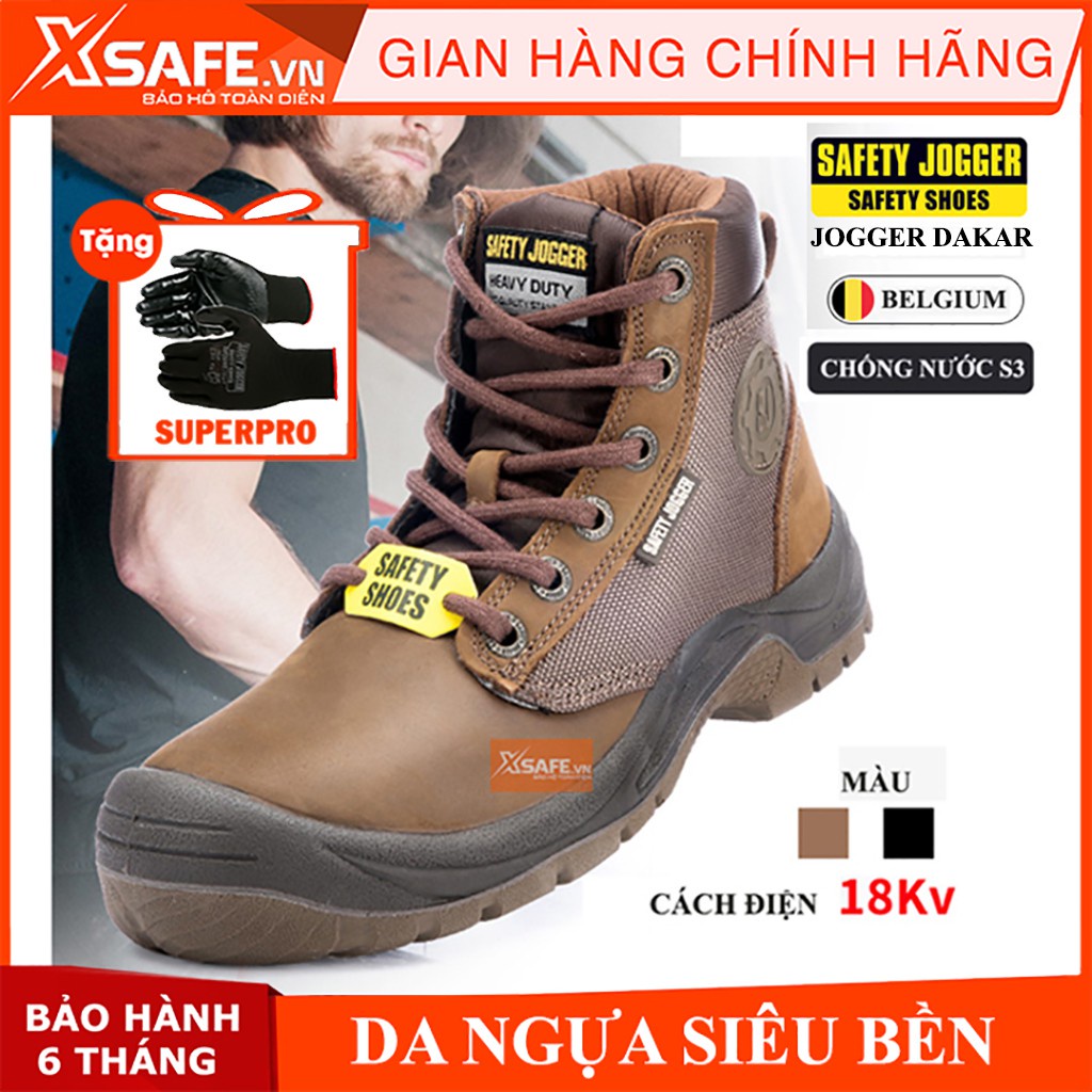 Giày bảo hộ lao động nam Jogger Dakar S3 da ngựa siêu bền, chống đinh, chống trơn trượt Giày công trình, nhà máy, cổ cao