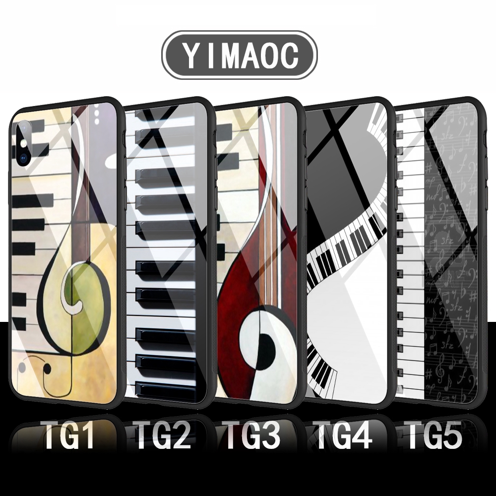 Ốp điện thoại silicon mặt kính in hình nhạc cụ piano 221C cho iPhone XS Max XR X 11 Pro 7 8 6 6S Plus