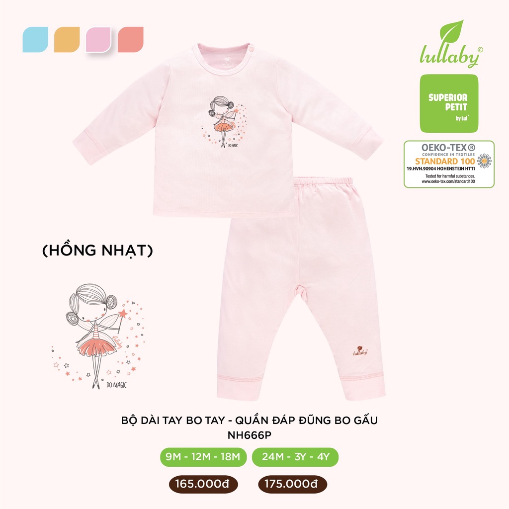 Bộ dài tay cài vai bé gái SUPERIOR PETIT Size 9M-4Y
