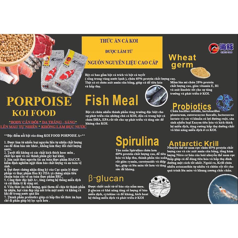Cám Cá Porpoise A+ Growth thức ăn cao cấp cho cá Koi