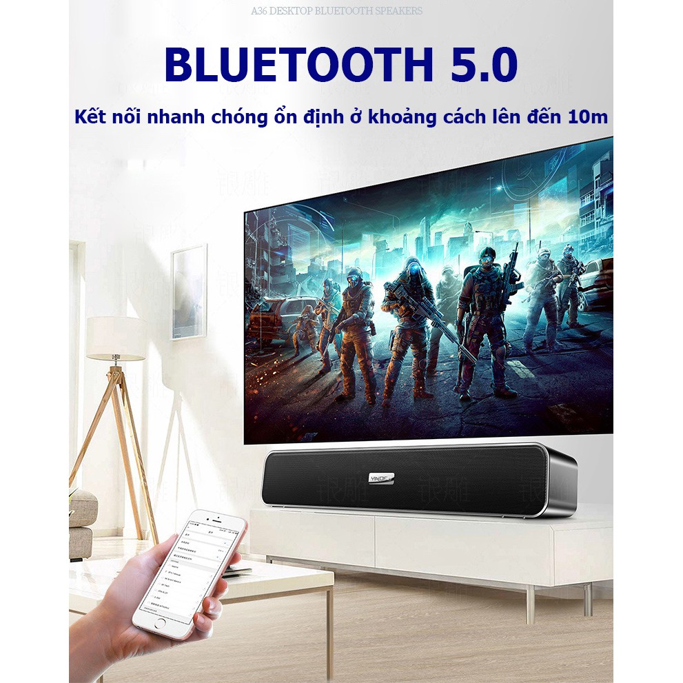 Loa bluetooth A36 không dây- có dây, âm thanh chân thực, thiết kế sang trọng phù hợp với không gian trong nhà