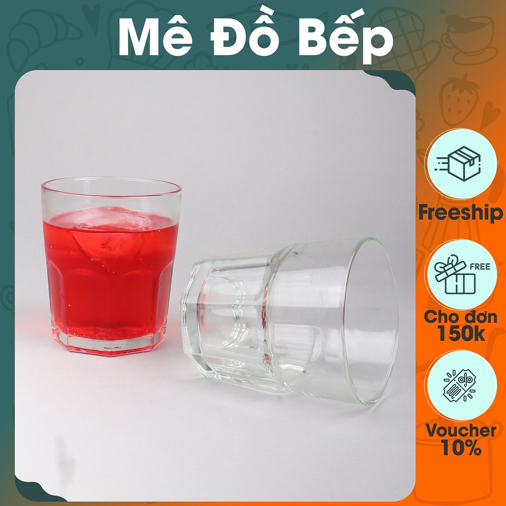 Ly thủy tinh 8 góc Bam House cao cấp dạng thấp LTT01 – Fuki24