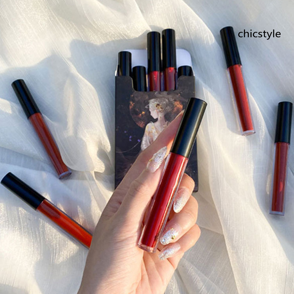 (Hàng Mới Về) Bộ 5 Son Kem Màu Lì Không Dính Lâu Trôi Cho Nữ