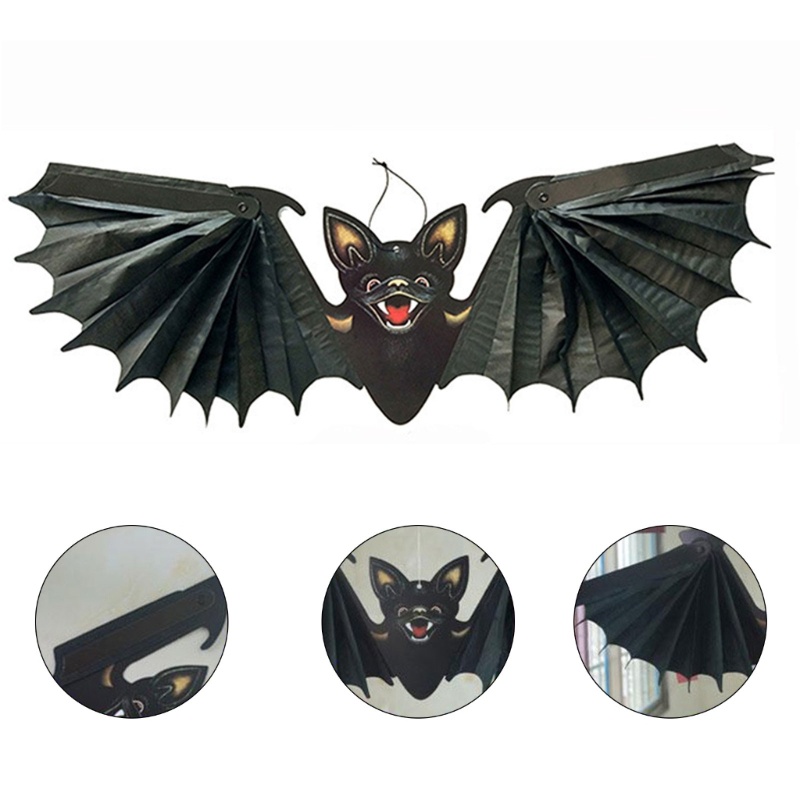Wer Mặt Dây Chuyền Giấy Có Thể Gập Lại Hình Dơi Kinh Dị Trang Trí Tiệc Halloween
