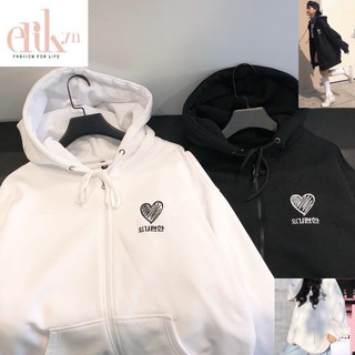 Áo khoác nỉ ngoại Ulzzang thêu trái tim yêu thương unisex form 85kg EC033