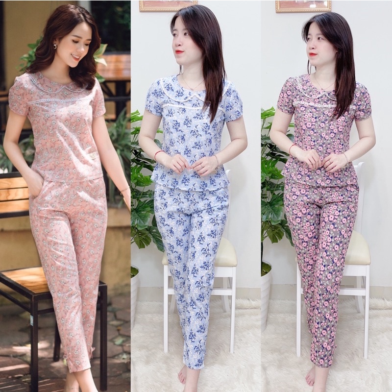 Đồ bộ mặc nhà, bộ mặc nhà, sau sinh đẹp chất kate Hàn mềm mịn - silequanaomacnha