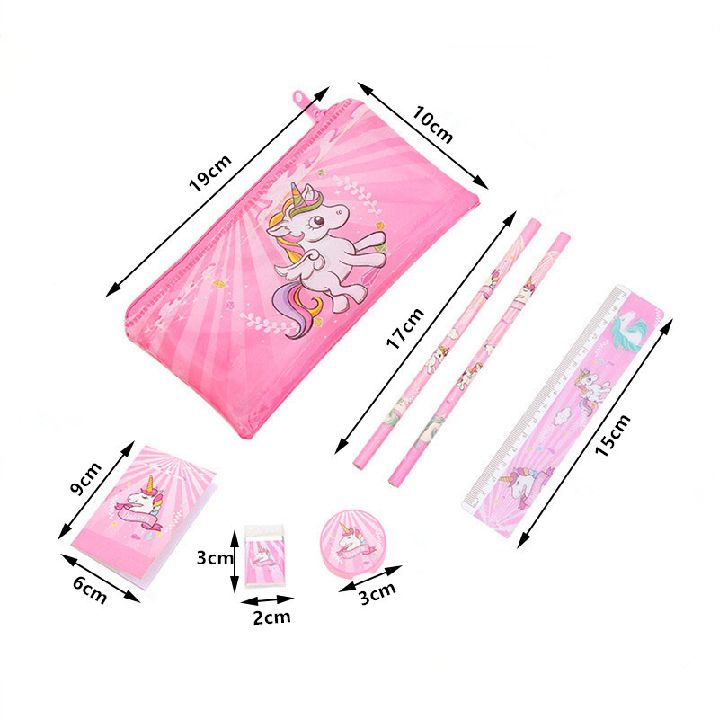 Set văn phòng phẩm 6 món phong cách kì lân xinh xắn cho các bé