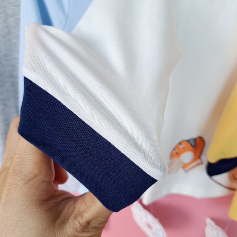 Áo dài tay cài vai bé trai Dokma - chất cotton hữu cơ mềm thoáng, co giãn, thấm hút