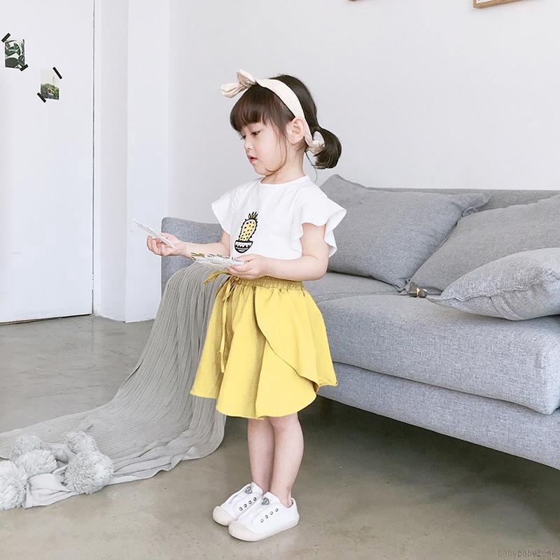 Bộ áo sát nách cổ tròn + Quần short cho bé gái