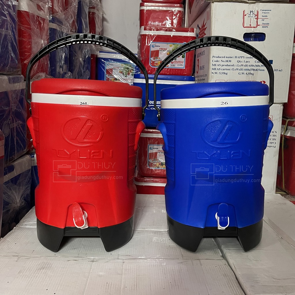 Thùng đá tròn có vòi, quai xách, dung tích 8l, giữ lạnh 3 ngày super cool, nhựa chính phẩm an toàn, thương hiệu Tý Liên