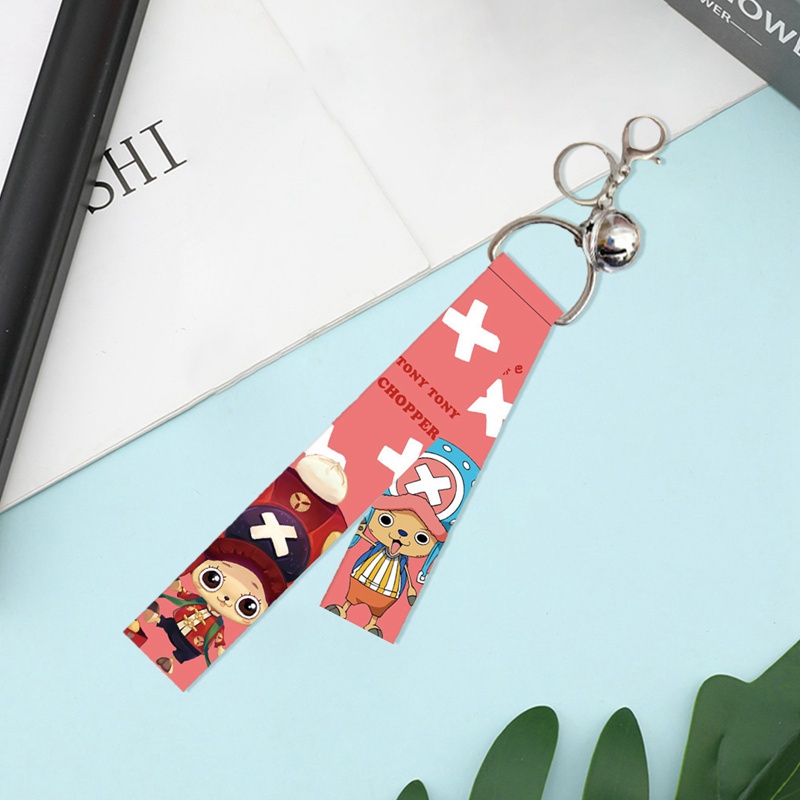 Móc khóa dây ruy băng hai mặt hình nhân vật anime One Piece Luffy Zoro Sanji Nami
