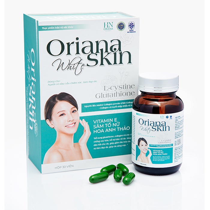 Viên Uống Trắng Da Glutathione HN Oriana | Mờ Nám, Giảm Nếp Nhăn, Hộp 30 Viên