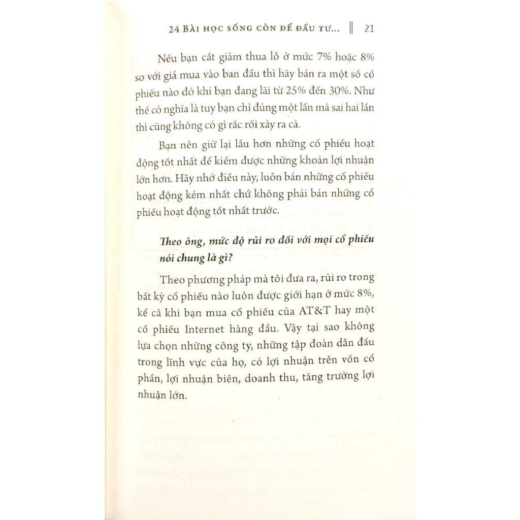 Sách - 24 Bài Học Sống Còn Để Đầu Tư Thành Công Trên Thị Trường Chứng Khoán (Tái Bản 2018) | BigBuy360 - bigbuy360.vn