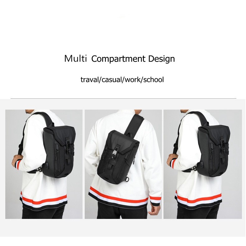 Túi đeo chéo OZUKO phong cách Hàn Quốc nhiều ngăn đa năng cho nam | BigBuy360 - bigbuy360.vn