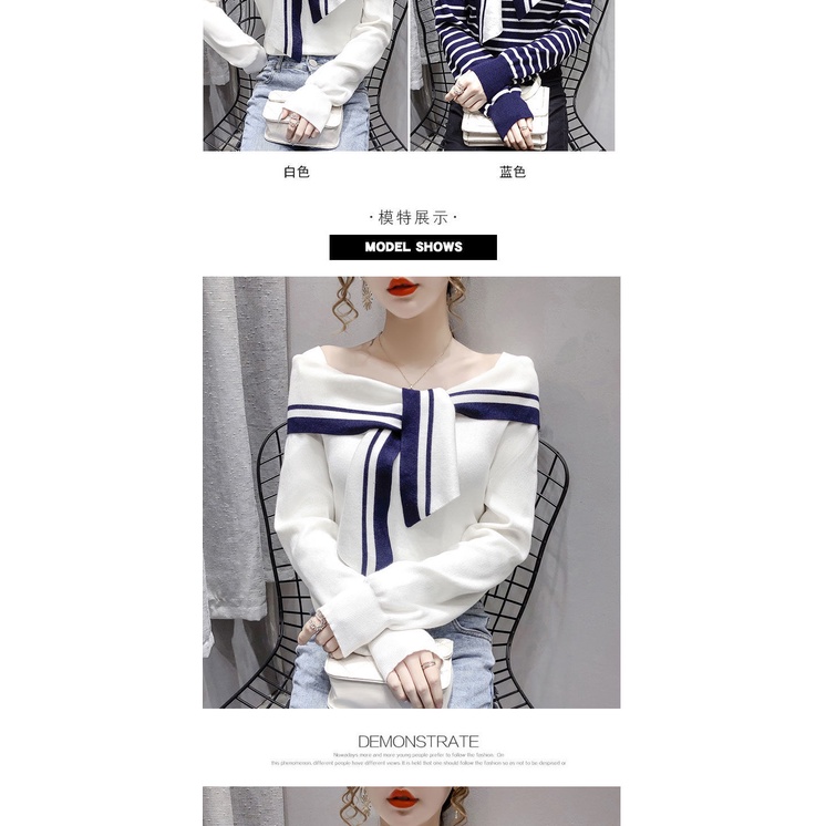 Áo sweater dệt kim một màu tay dài thời trang mùa thu quyến rũ cho nữ 2021