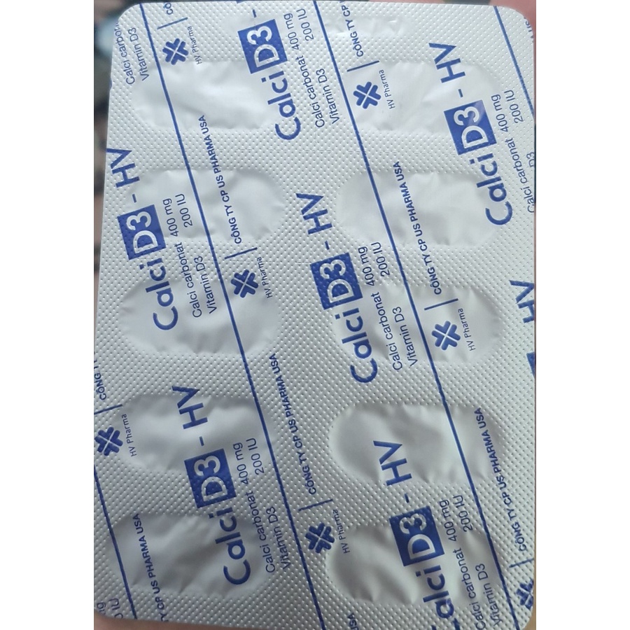 CALCI D3 HV- BỔ SUNG CANXI CHO CƠ THỂ 100 VIÊN Hộp 10 vỉ x 10 viên
