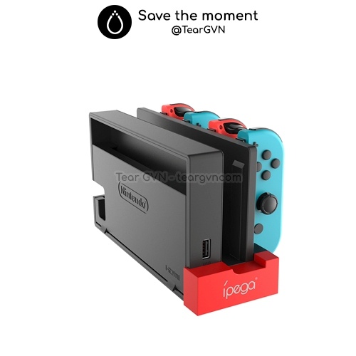 Đế sạc 4 Joy-con và giữ thân máy (ipega) cho Nintendo Switch