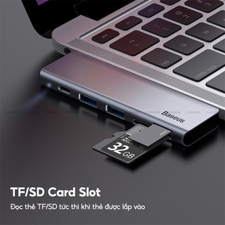 Hub Type C Chuyển Đổi 5 Trong 1 Baseus Harmonica Usb 3.0, Tf/sd Card Reader, Type C Pd Adapter Cho Macbook/ Ipad/ Laptop