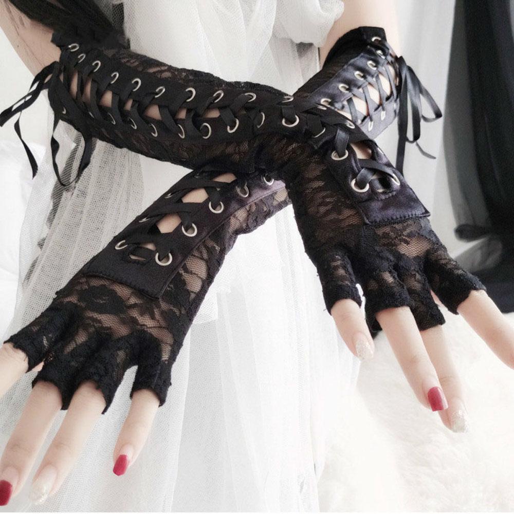 Găng Tay Hở Lưng Phối Ren Nơ Phong Cách Steampunk 2life