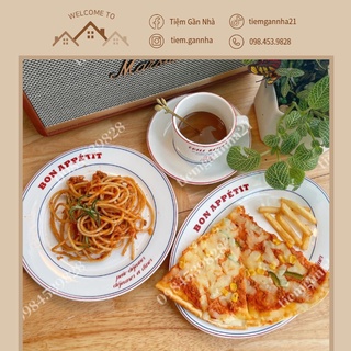 Set đĩa và tách ăn sáng phong cách Pháp sang chảnh chữ BON APPÉTIT
