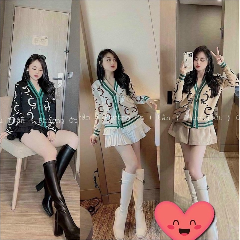 ÁO CADIGAN PHỐI VIỀN XANH CHỮ G