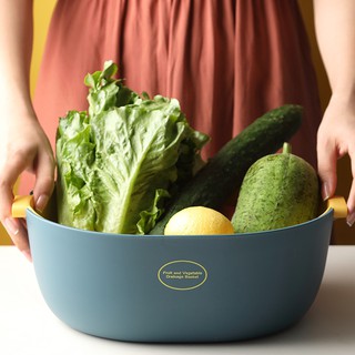 Thickened Double-layer Drain Basket Household Plastic Fruit And Vegetable Washing Basin