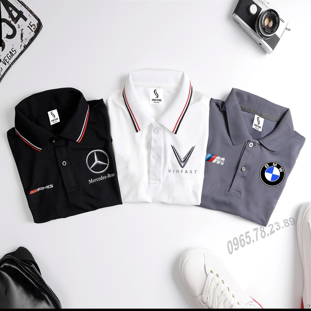 Áo polo nam nữ cổ bẻ ngắn tay cao cấp, vải xịn, màu đẹp độc quyền Mec AMG đỏ - BMW - Vinfast