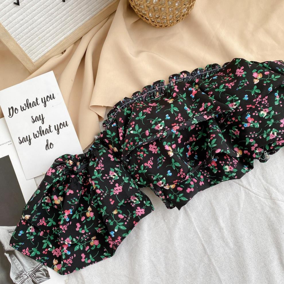 Set Đồ Nguyên Bộ, Áo Trễ Vai Hoa Nhí ( Kèm Mút Ngực ), Quần Ống Suông Lưng Form Dáng Chuẩn, Trẻ Trung Nữ Tính. 😍 '
