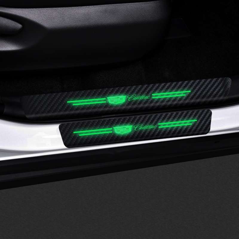 Bộ 4 Miếng Dán Sợi Carbon Màu Dạ Quang Chống Trầy Cho Cửa Xe Hơi Cadillac Escalade CTS ATS SRX STS XT5 XT4 XT6 XTS CT4 CT5 CT6