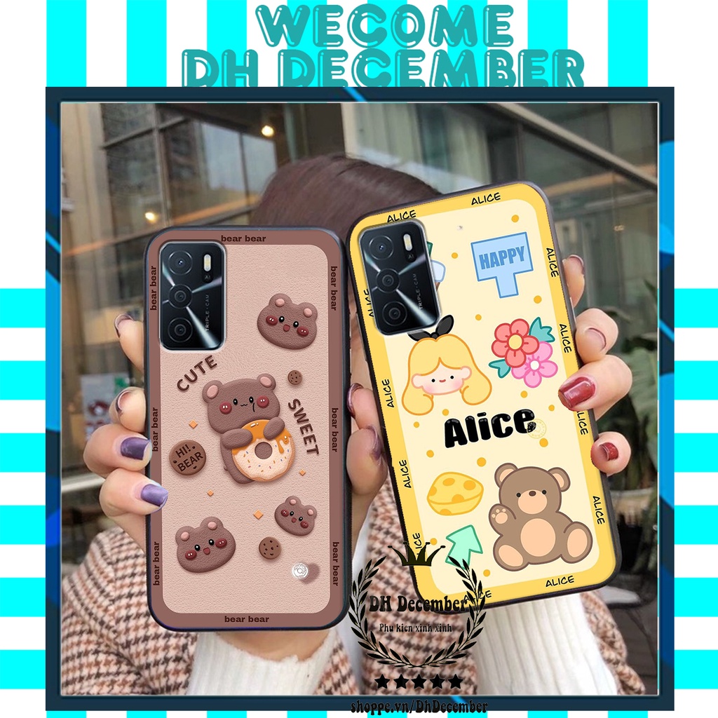 Ốp lưng Oppo A16 in hình 3D GẤU HỒNG-GẤU BEER -CỰC XINH-RẺ