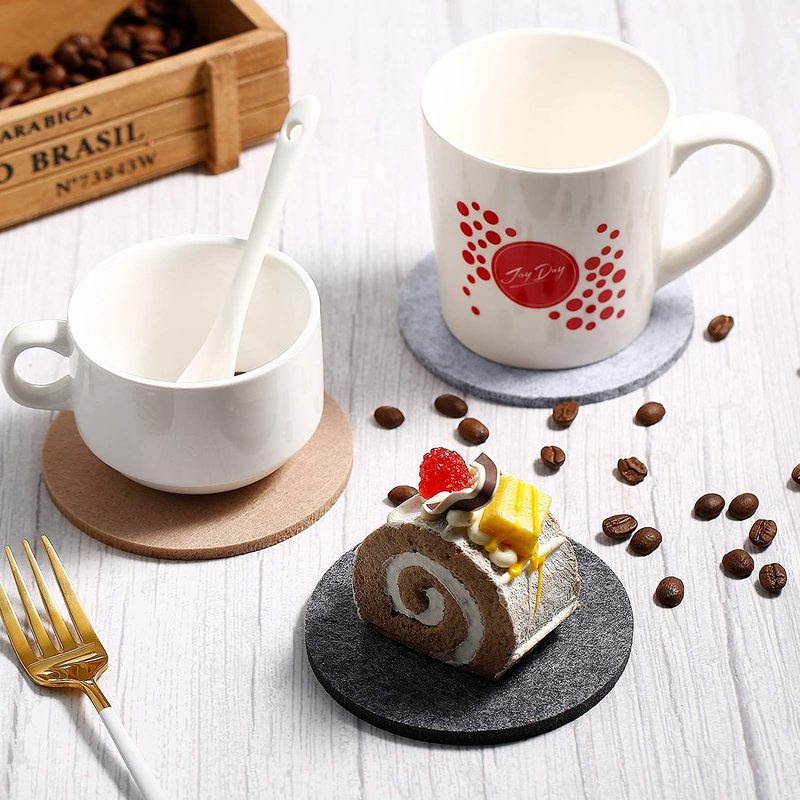 Set 8 Miếng Lót Ly Hình Tròn/Vuông Chống Bỏng Thấm Nước Chất Lượng Cao Có Thể Tái Sử Dụng