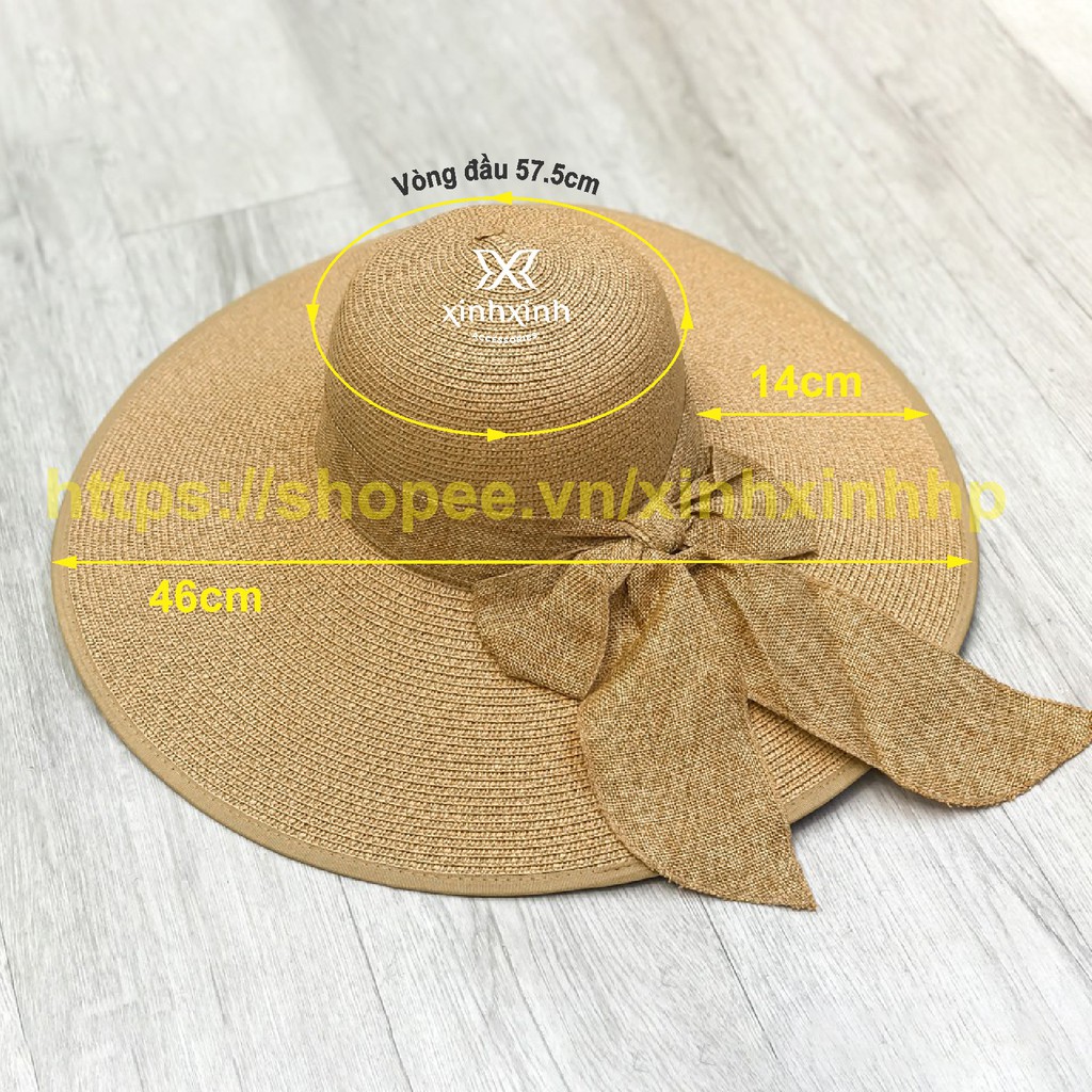 Mũ cói đi biển rộng vành , nón nơ to cao cấp đóng hộp to không hỏng form xinhxinhhp- Xinh Xinh Accessories