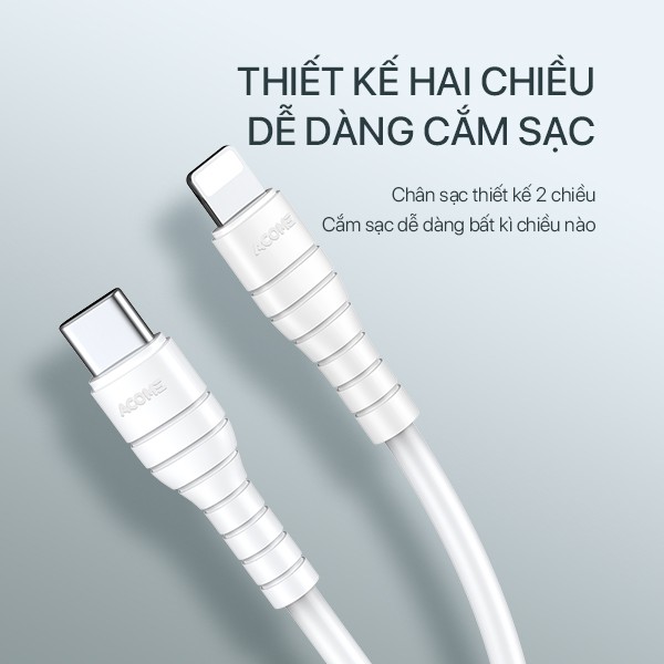 [Mã ELRVA30K giảm 7% đơn 99K] Cáp Sạc Nhanh Type-C to Lightning ACOME ACL010 Chuẩn PD 18W 100CM Dành Cho iPhone/iOS