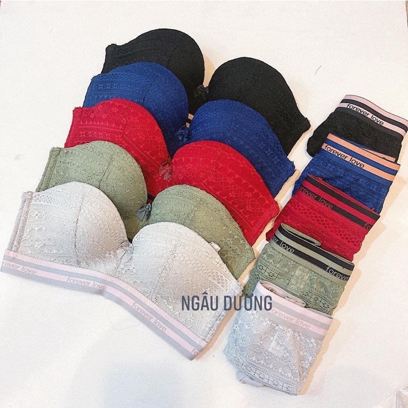 Set đồ lót, bộ đồ lót nữ su phối ren viền chữ không gọng- SL004