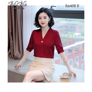 Áo sơ mi tay lỡ cổ tim 404