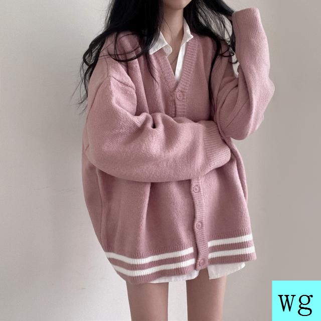 Set áo khoác Cardigan dệt kim tay dài dáng rộng thời trang thu đông phong cách Hàn Quốc cho nữ