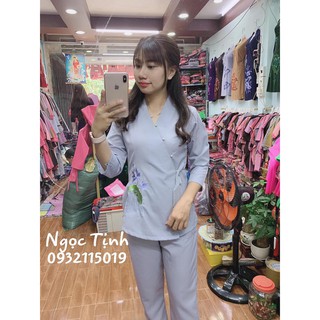 Đồ lam đi chùa kate cổ chéo nhật nơ