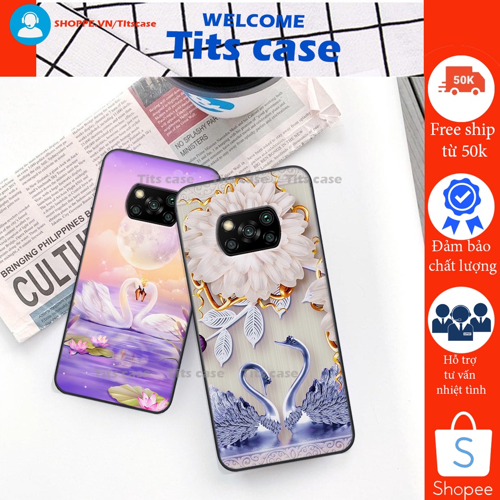Ốp lưng  Xiaomi POCO X3 / X3 NFC / X3 PRO in hình thiên nga,hoa may mắn, đặc sắc ĐỘC - LẠ - BỀN