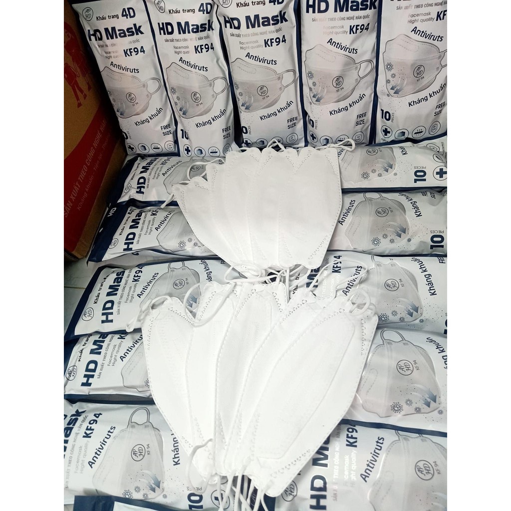 [Siêu SALE] Khẩu trang 4D HD Mask KF94 - 4 lớp kháng khuẩn - 1 bịch 10 chiếc - Facemask Hight quality