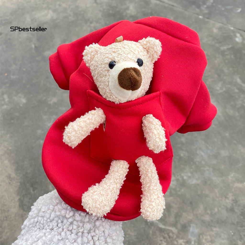 Áo Len Chui Đầu Hình Gấu Giữ Ấm Mùa Đông Mừng Năm Mới Cho Cún Cưng