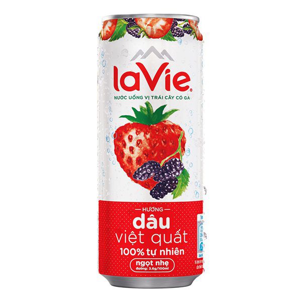 E - Nước Giải Khát Có Ga Lavie Hương Dâu Việt Quất Lon 330Ml