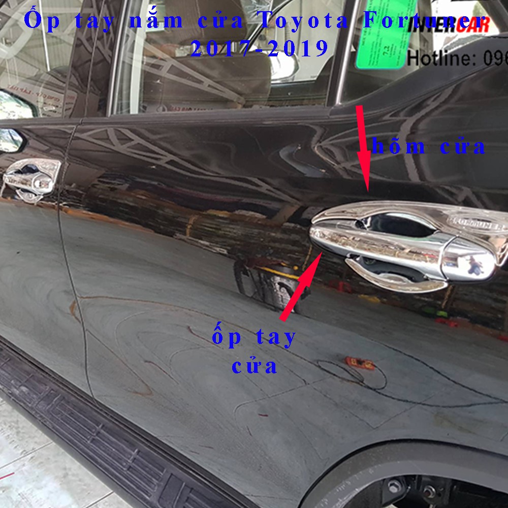 Ốp tay nắm cửa, hõm, chén cửa xe Toyota Fortuner 2017-2021 nhựa mạ crom cao cấp