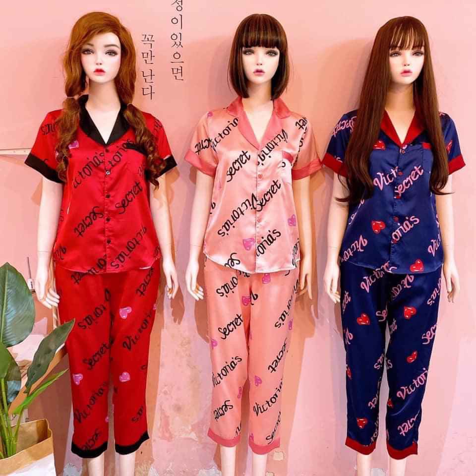 Đồ Bộ Pijama Satin Tay Ngắn Quần Dài In Hình Dễ Thương Form Dưới 60KG P3