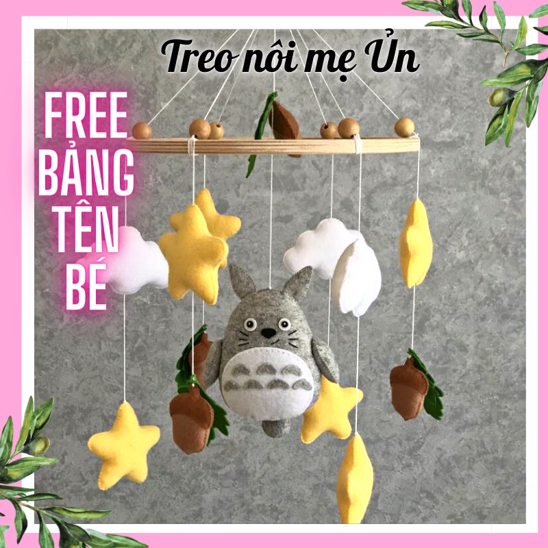 Đồ chơi treo nôi cho bé kích thích thị giác cho bé, tự xoay và phát nhạc mẫu TOTORO và sao vàng