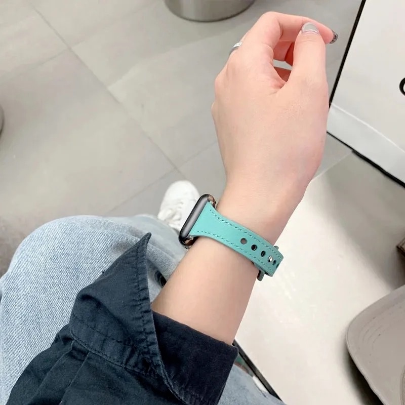 Dây Đeo Bằng Da Chất Lượng Cao Cho Đồng Hồ Apple watch 45 41 42 38mm Series 7 6 5 4 3 SE 40mm 44mm